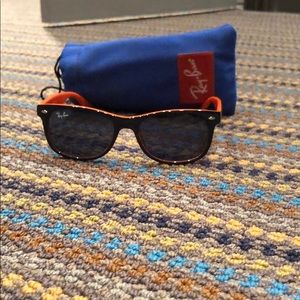 USED BOYS RAY BANS JR. NAVY/ORANGE COMES W/ pouch